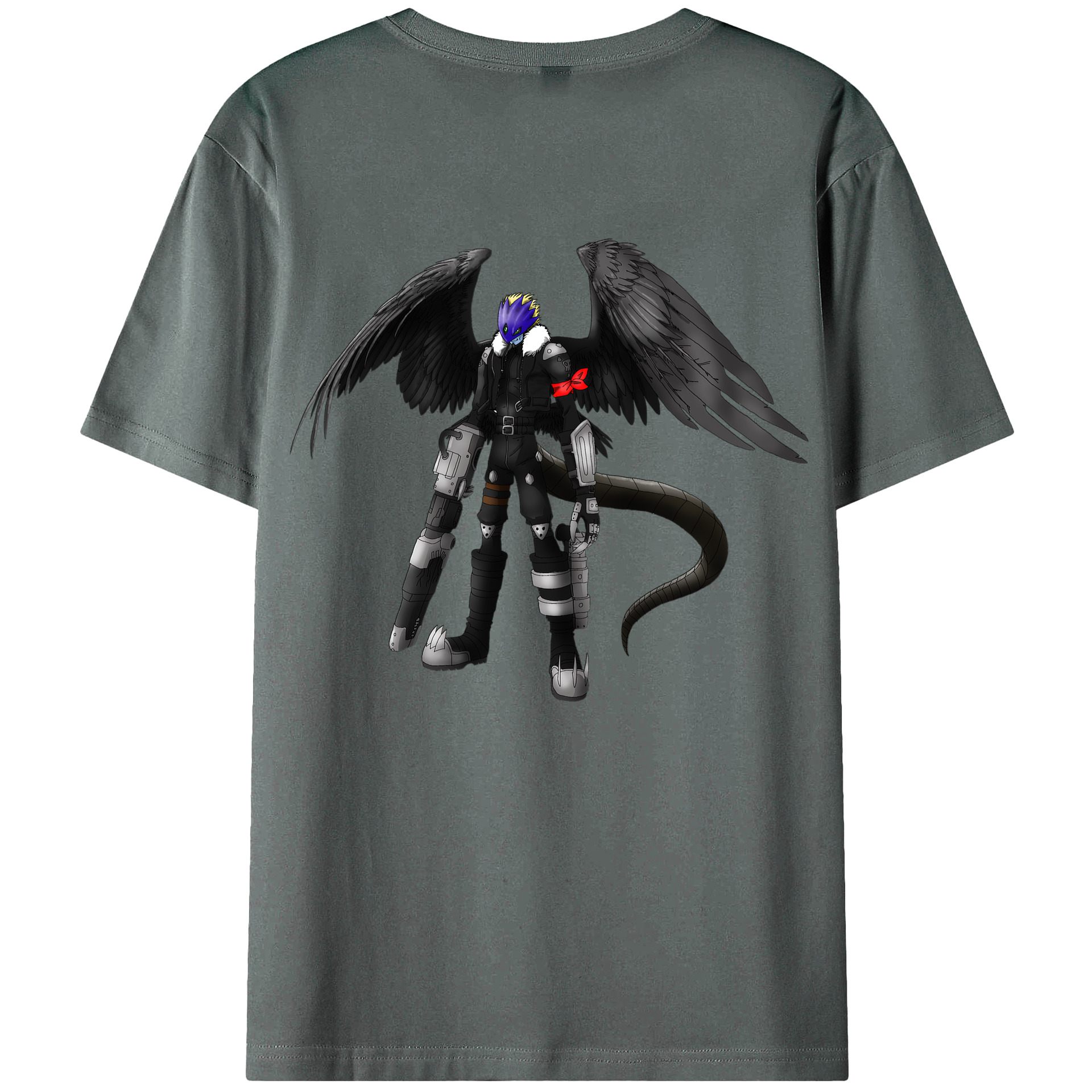 （画像用） Digimon デジタルモンスター/デジモン 綿100％ メンズ半袖Tシャツ（バックプリント） 通気性